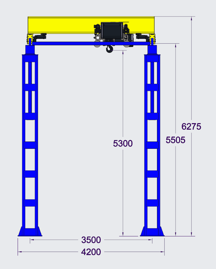2D výkres mostového žeriava